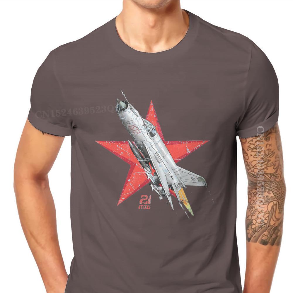 MIG 21 Vintage Soviet Russian Fighter Aircraft USSR Men T Shirts Vintage Grunge Gothic Vintage Tshirts Harajuku Men Clothes S