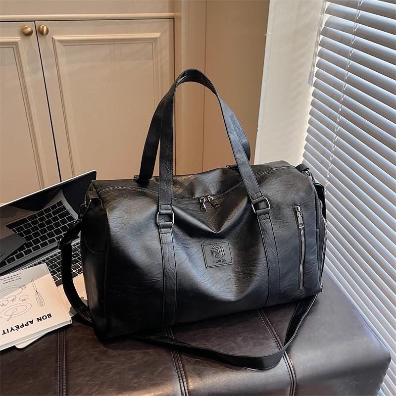 Soft Pu Leather Duffle Bag for Travel Shoe Compartment, Weekender Overnight Gym Bag for Men Women, Carry On Bag Brand Travel Bag