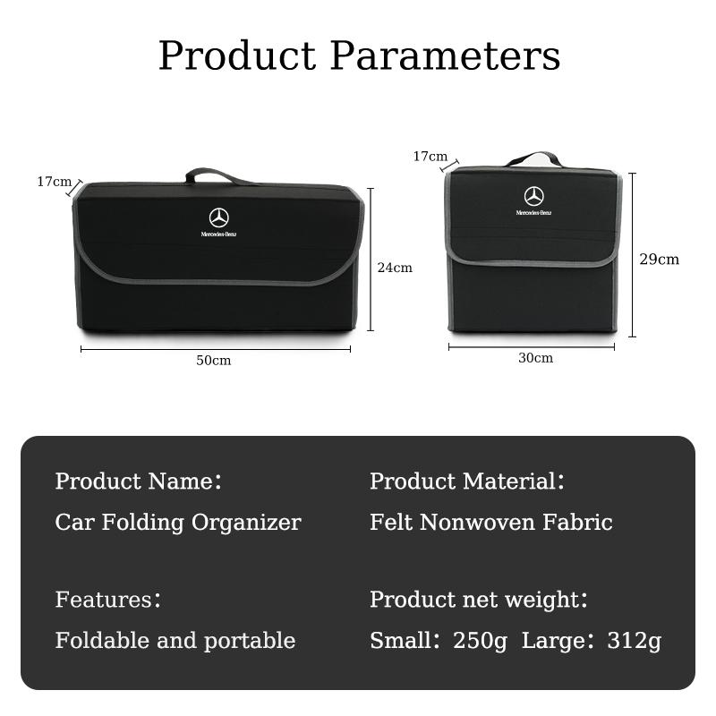 UJQJG1 2026 Hot Car Folding Storage Bag Travel Organizer Tool For Mercedes Benz AMG W203 W206 W220 W205 W211 W212 GLE GLS CLS GLC CLA G