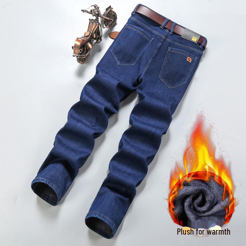 

Мужские зимние узкие прямые джинсы: Теплые, модные, повседневные длинные брюки с бархатной подкладкой 31