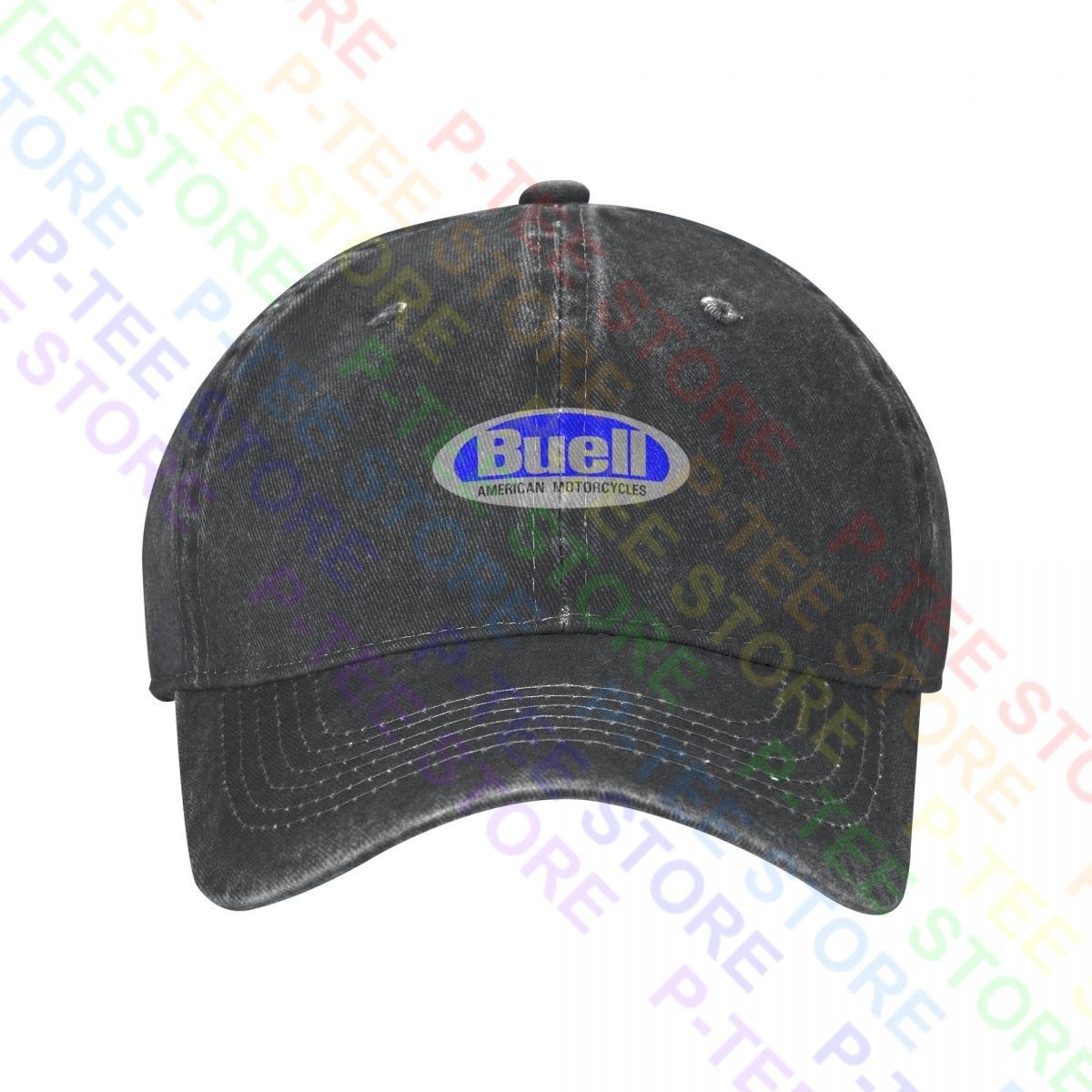 

Buell Motorcycle Classic 2002 Logo Washed Denim Baseball Cap Trucker Hats Style All-Match