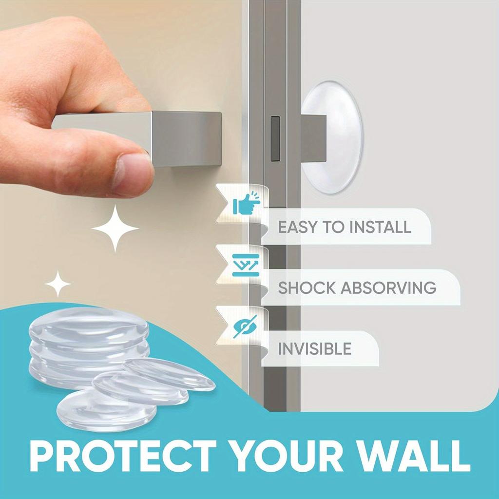 1/3/6pcs Self-Adhesive Door Stop Wall Protectors Transparent Rubberized Bumpers Prevent Wall Damage & Noise, Reusable No-Drill Installation