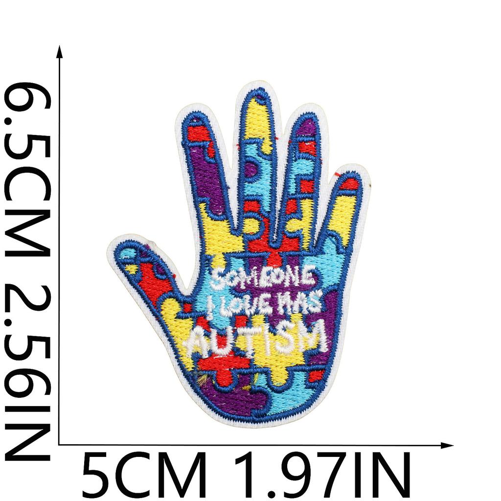Färg pussel broderi tyg klistermärke liten dinosaurie dator broderi etikett tecknad sköldpadda autism kampanj patch klistermärke strykning