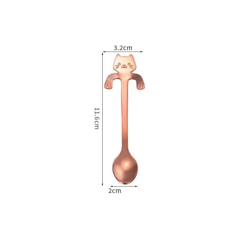 1pc Stainless Steel Coffee Spoon Lovely Cute Cat Shape Teaspoon Dessert Snack Scoop Ice Cream Mini Spoons Tableware