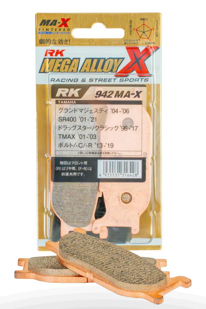 RK Takasago Chain Sintered Mega Alloy X Brake Pads for 942MAX SR400/Drag Star/Bolt, etc.