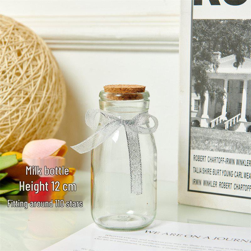 Creative Glass Bottle with Sand, Shells, Lucky Stars, Paper Cranes, and Rainbow Pentagrams