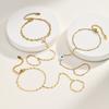 Stainless Steel Finger Ring Bracelet for Women, 18K Gold Plated Waterproof Hand Chain Tarnish Free
