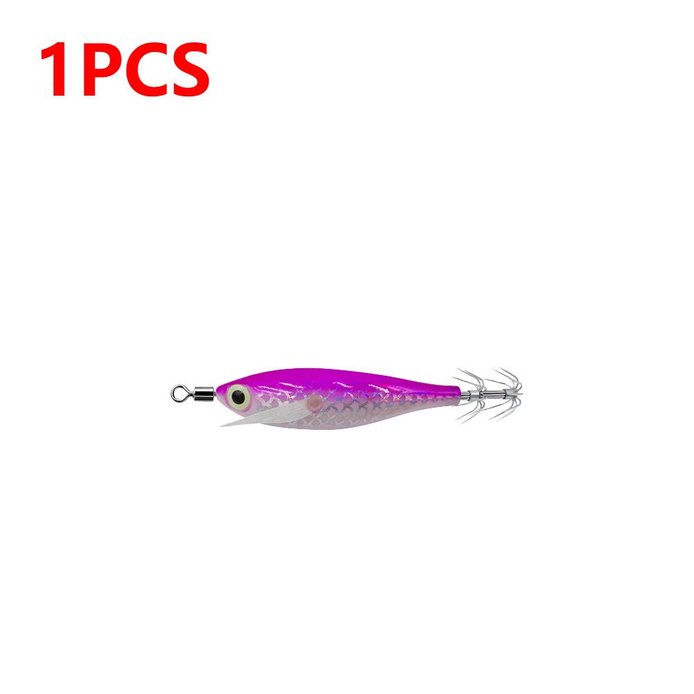 1-3 Stück leuchtender Tintenfischköder Haken Salzwasser Angelköder Künstliches Ei Holzgarnele Köder Meeresfischen Oktopus Sepia Tintenfischköder