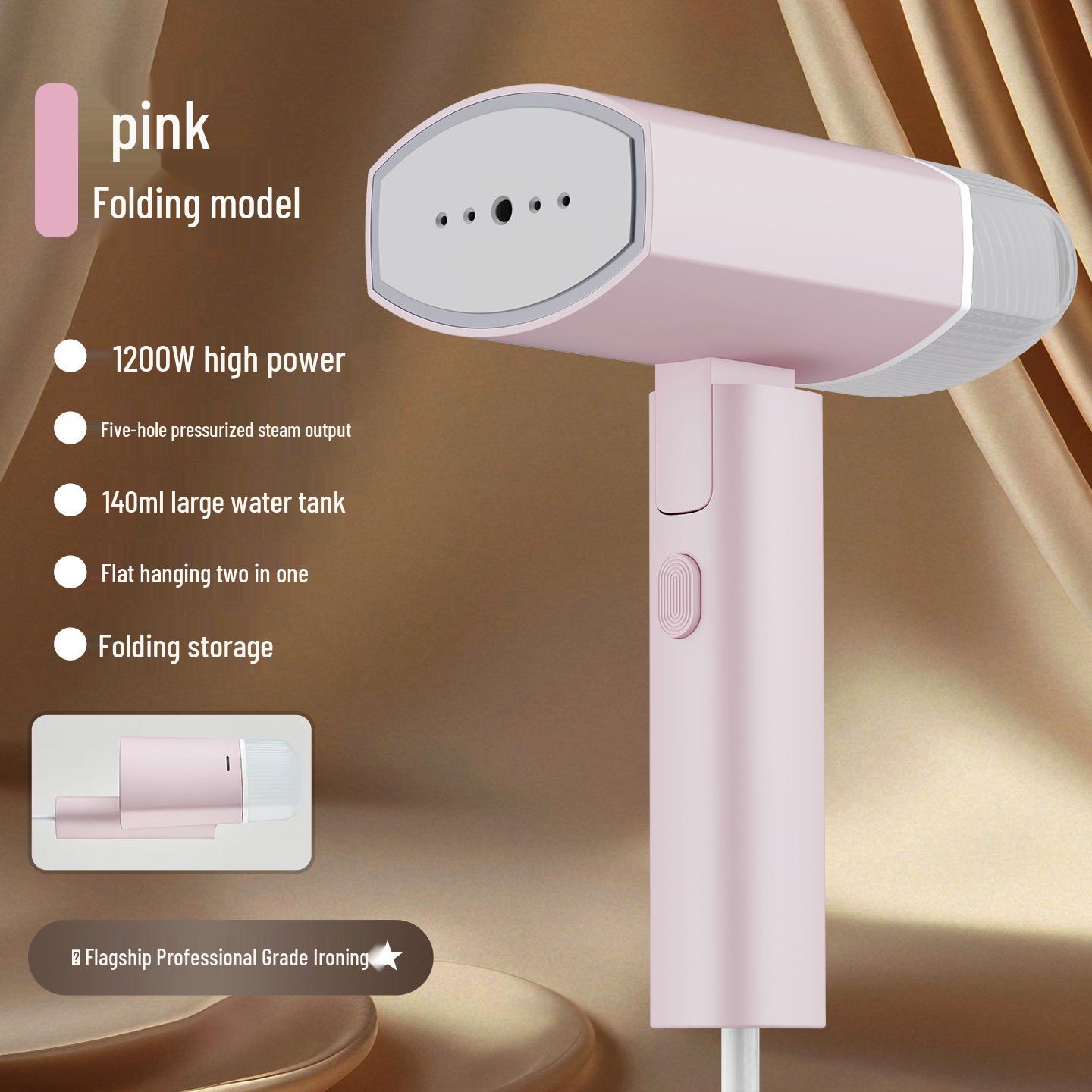 Portable Foldable Mini Garment Steamer – Handheld Household Steam Iron EU plug 220V (Germany, France, Russia, etc.) розовый