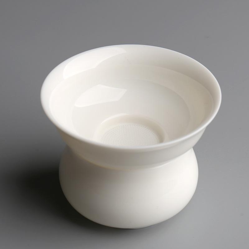 

White Porcelain Yulan Jade Filter Cloth Ceramic Filter Network Gongfu Tea Set Porcelain Tea Strainer Modern Simple Style