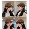 Trendy retro forward hat women's new spring and autumn big head circumference peaked cap corduroy American reverse beret