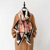 Geometric simplicity contrasting colors double-sided imitation cashmere scarf winter high-end warm shawl