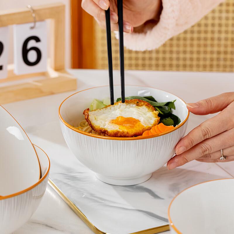 Jingdezhen Ceramic Noodle Bowl Set - 6-inch Underglaze Nordic Style