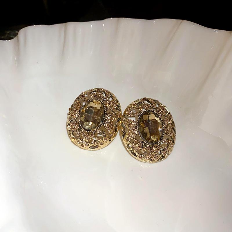 Retro High-End Silbernadel Diamantbesetzte Blumenohrringe, Europäische und Amerikanische Übertriebene Temperamentsohrringe, Leichter Luxus Nischenohrringe