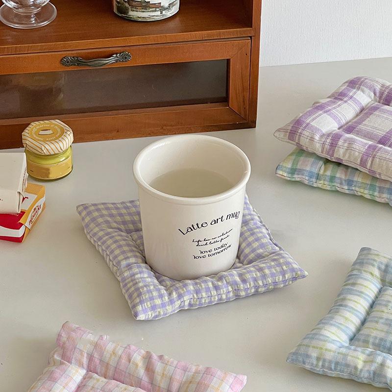 1PC Table Mat Placemat Dining Table Kitchen Heat Resistant Cup Mat Homemade Cotton Cup Mat Fabric Photography Props 15x15cm