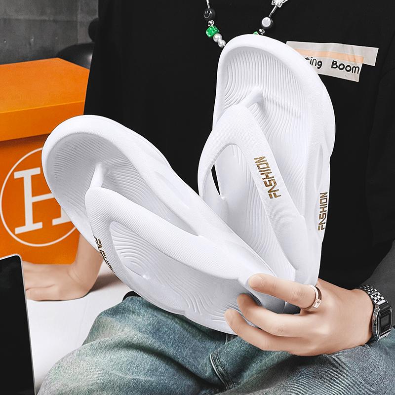 Summer Men's Slippers Flip Flops Printing Sandals Woman Graffiti Anti-slip Luxury Outdoor Thick Beach Slides Male Couple Shoes