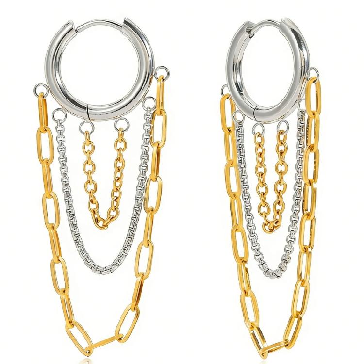 Minimalists Tassels Earrings with Chain Accent Stainless Steel Drop Designs for Everyday Elegant