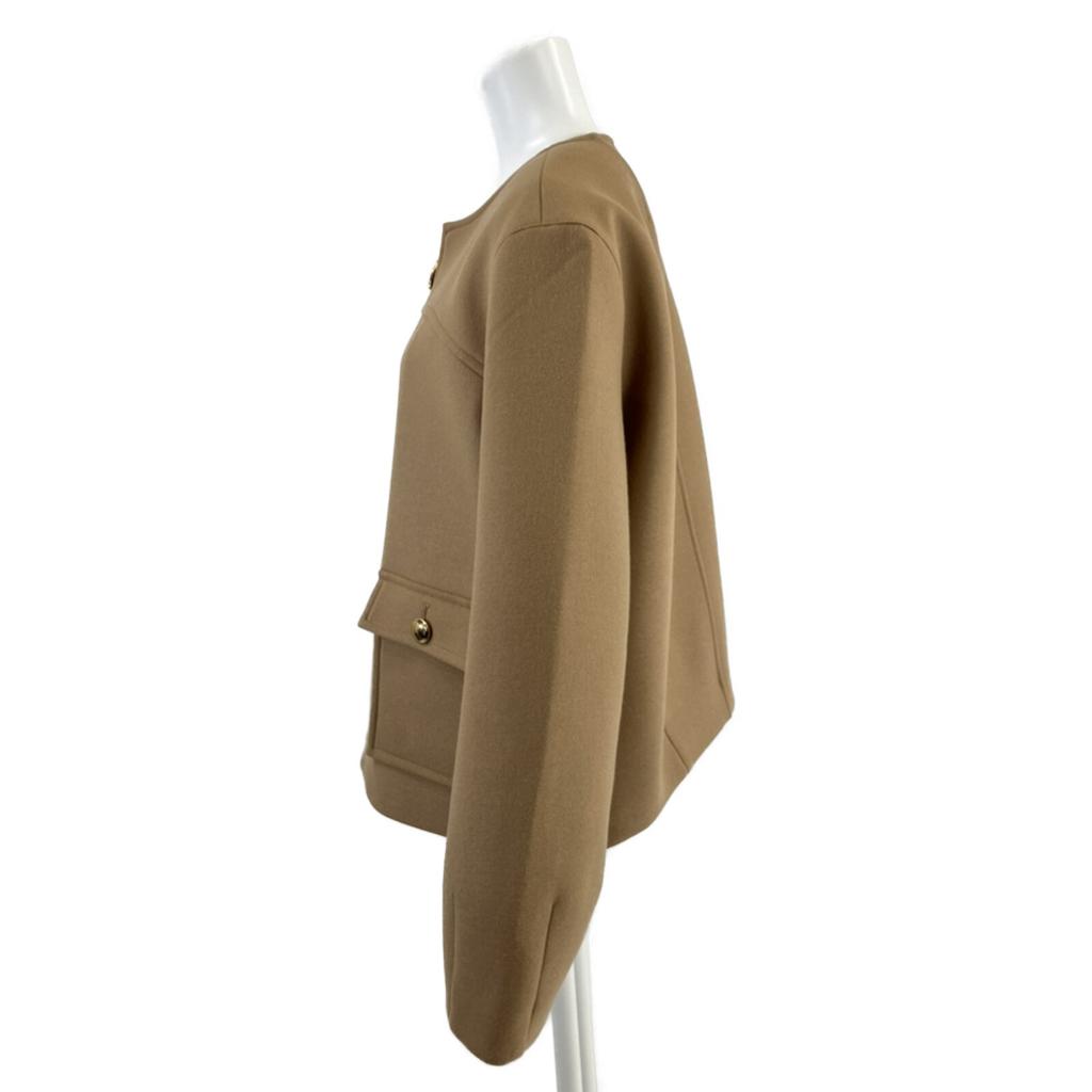 Mila Schoen [Good Condition] 500-21707 Light Flannel Bonding Collarless Jacket 44 beigeUsed