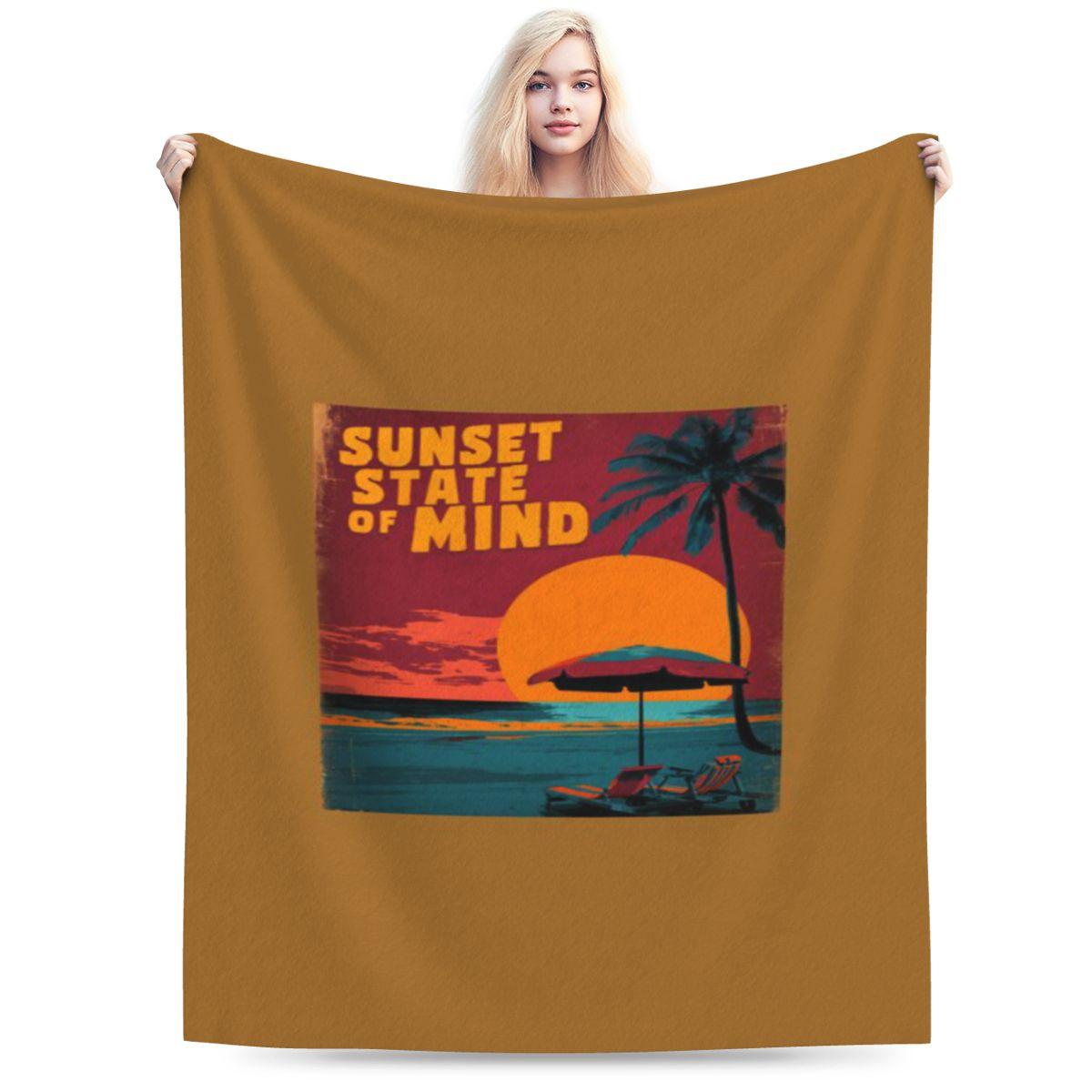 Sunset State Of Mind Retro Beach Sunset Vibes Personalized Comfortable Gift An UltraSoft Micro Fleece Blanket 75x100cm