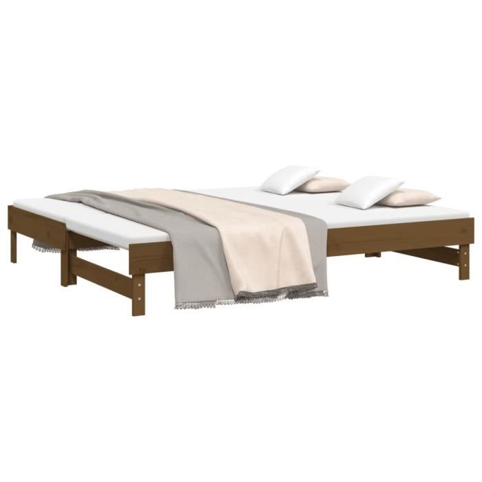 823377 vidaXL Sliding Bed Honey Brown 2x(100x200) Cm Solid Pine Wood