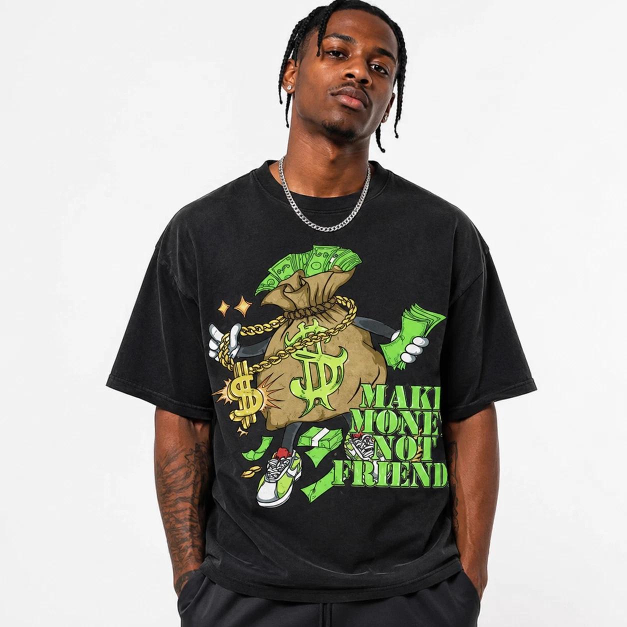 Make Money Not Friends Graphic T-Shirt Cash Money Streetwear Hustle Tee XS