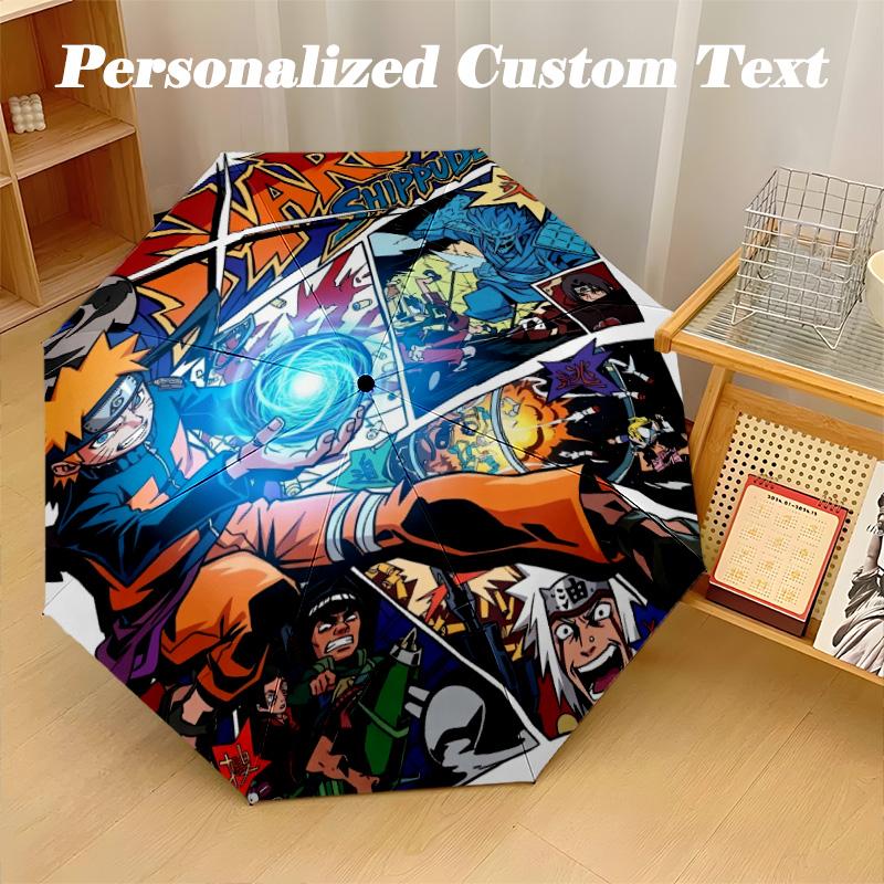Portable Auto Folding Umbrella,Naruto 8 Rib Waterproof Umbrella For Camping Commute
