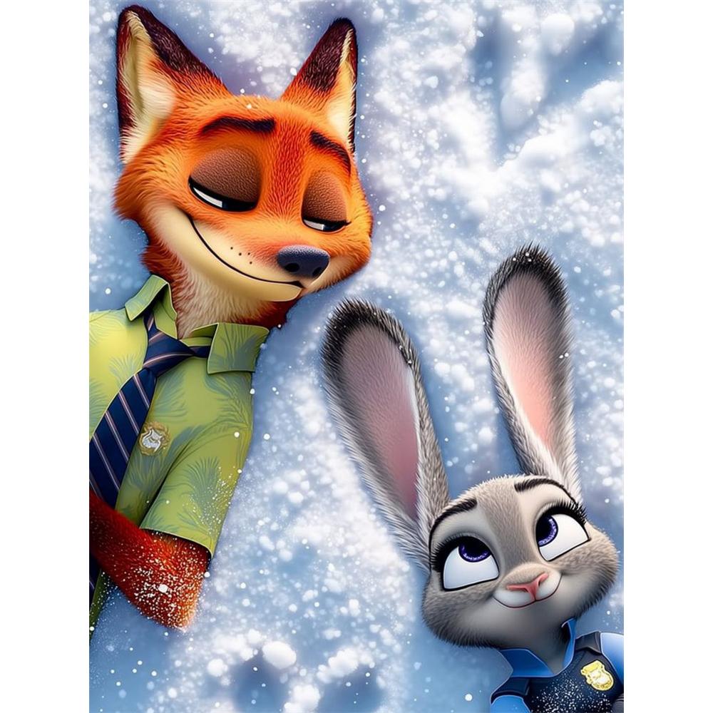 

Disney Diamond Painting Zootopia Judynick Winter Illustration Cute Cartoon Cross Stitch Complete Set Creative Sewing Mosaic 5D DIY Home Decor Round 20x30cm
