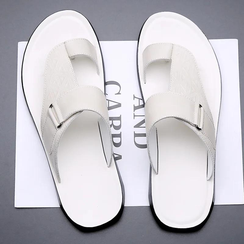 Sandali in Pelle alla Moda Semplici da Uomo Taglia Grande Scarpe da Spiaggia Giovanili Pantofole Suola in Gomma Calzature Casual Comode