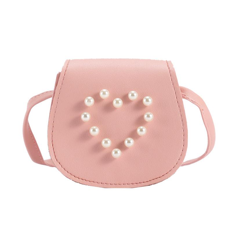 

Милая мини-сумка в форме сердца для детей с жемчужными украшениями для модных девочек розовый