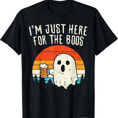 Im Just Here For The Boos Retro Ghost Beer Halloween Costume T Shirt