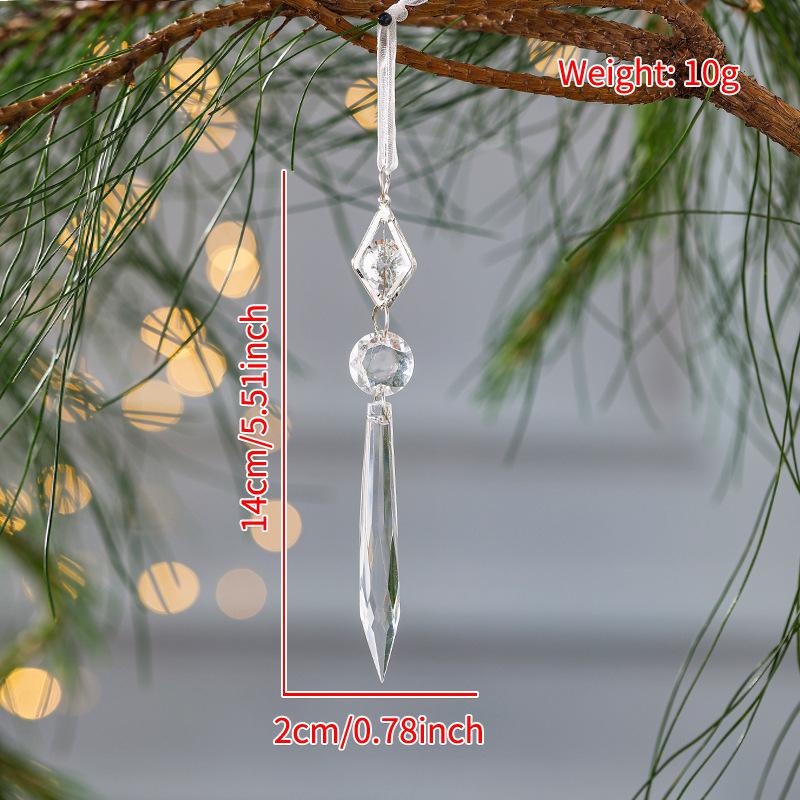 Transparent Acrylic Indoor Snowflake Crystal Ice Pendant Pearl Water Drop Hanging String Christmas Tree Ornament Pendant