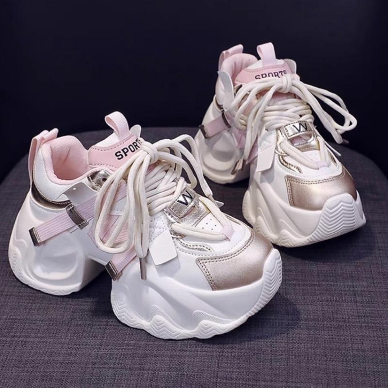 

Повседневные резиновые кроссовки на среднем каблуке для женщин 2024, горячая распродажа, летняя модная женская обувь из резины и искусственной кожи, женская вулканизированная обувь Zapatos