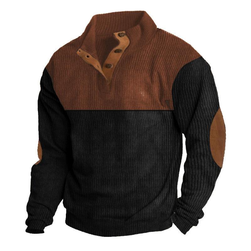Autumn Winter New Men's Outdoor Corduroy Casual Stand Up Collar Long Sleeved Pullovers Daily Comfortable Versatile Fashionable Loose Pullovers