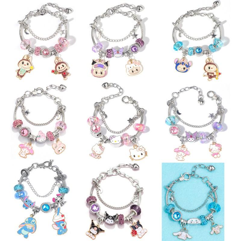 Cute Cartoon Charms Bracelet Women Men Zinc Alloy Adjustable Chain With Kuromi Cinnamoroll My Melody Hello Kitty