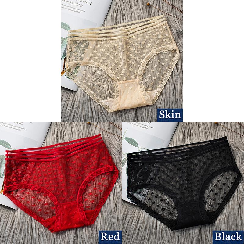 3pcs Sexy Lace Transparent Panties for Women Underwear Fashion Panty Lingerie Breathable Hollow Out Briefs Female Underwear