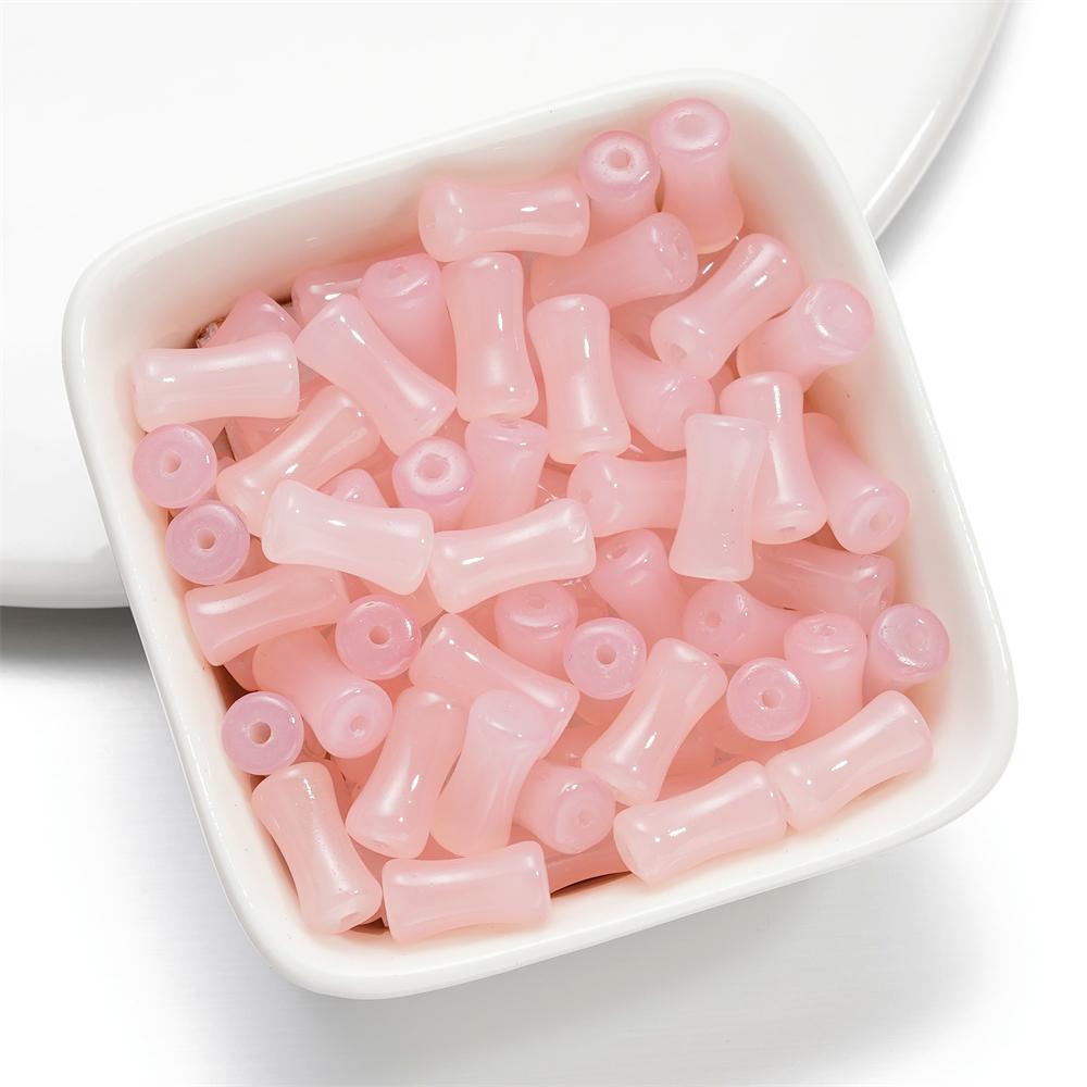 30Pcs 6.5x11.5mm Imitation Jade Bamboo Joint Charm Glass Loose Beads for DIY Handmade Jewelry Bracelet Necklace Making Supplies