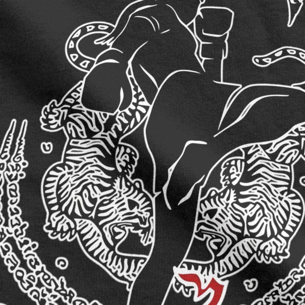 Muay Thai Tiger Jiu-jitsu T-Shirt Men Brazilian Boxing Fighter Vintage 100% Cotton Tees Short Sleeve T Shirts Plus Size Clothing