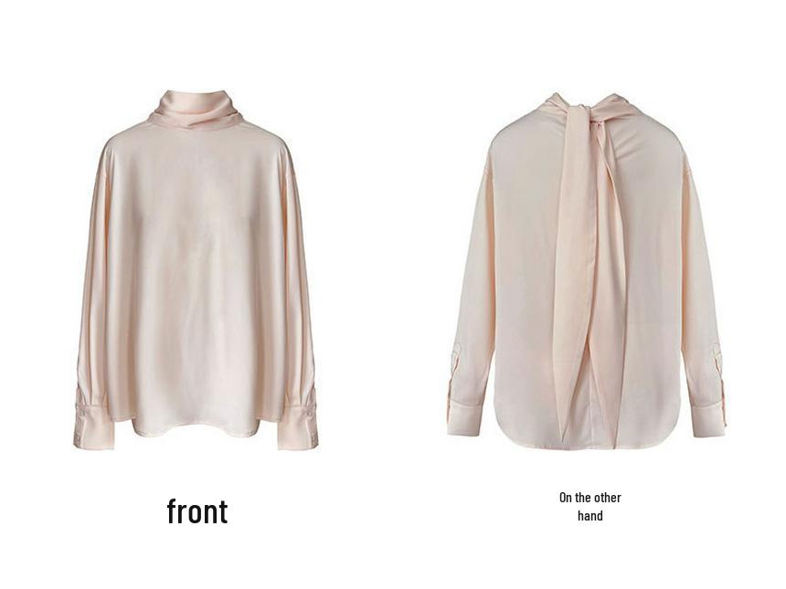 Luxi French Light Satin Ribbon Blouse - Women's High-End, Early Spring 2026