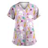 Women's Valentine's Day Printed Loose V-Neck Pocket Short Sleeve Uniform  Uniform