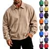 Sudadera para Hombre con Cuello y Bolsillo, Pulóver de Manga Larga de Corte Holgado, Top Casual Talla Grande para Otoño Invierno