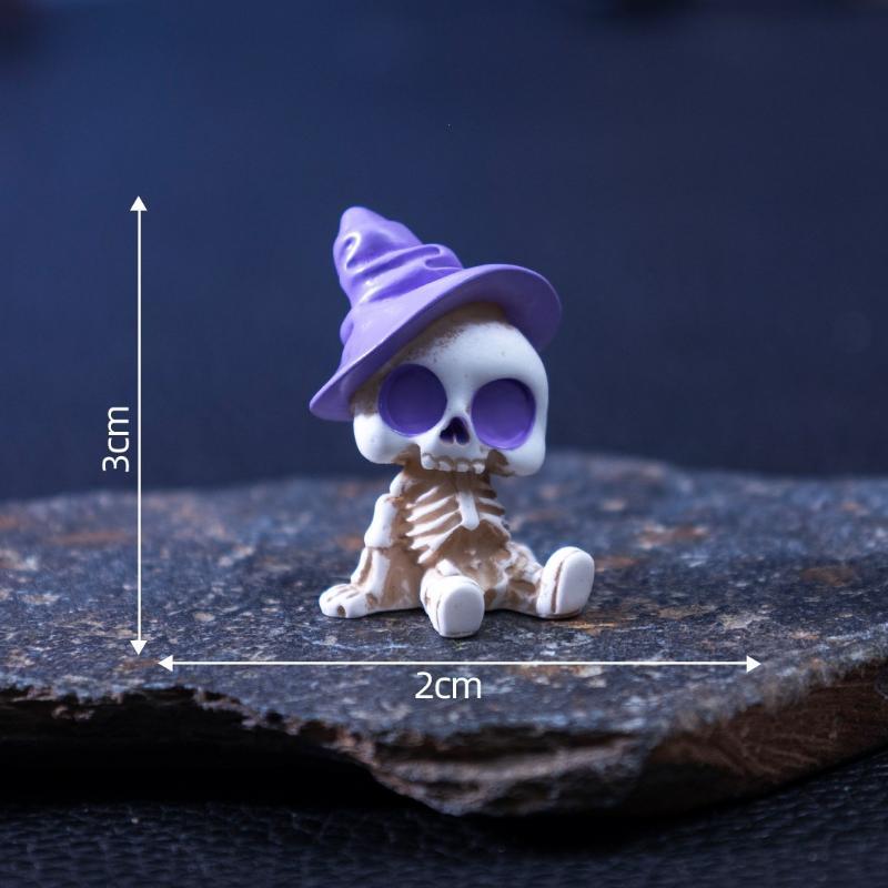 Halloween Miniature Figurine Bone Skull Coffin House Chair Halloween Mini Resin Cartoon Scary Ghost Statue Party Ornaments