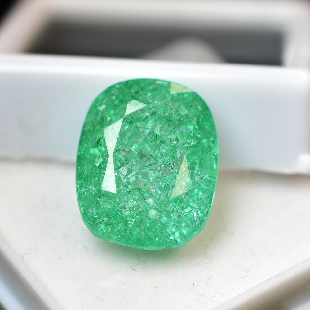 Natural Green Emerald Loose Gemstone 10.65 ct Cushion for Jewelry Making and Gem Collections