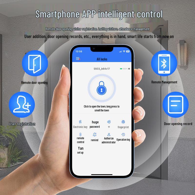 All-in-One Smart Lock: Mobile App, Card Swipe, Bluetooth, Fingerprint Access, Remote Control, Waterproof Access Control