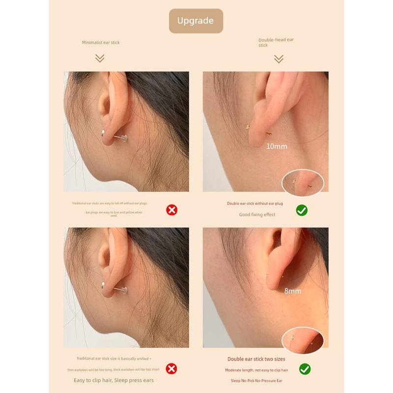Evening S999 Sterling Silver Flash Diamond Ear Piercing Ear Stick Ear Studs Anti-Blocking Small Exquisite Wash Sleep No Need to Pick Earrings Earrings