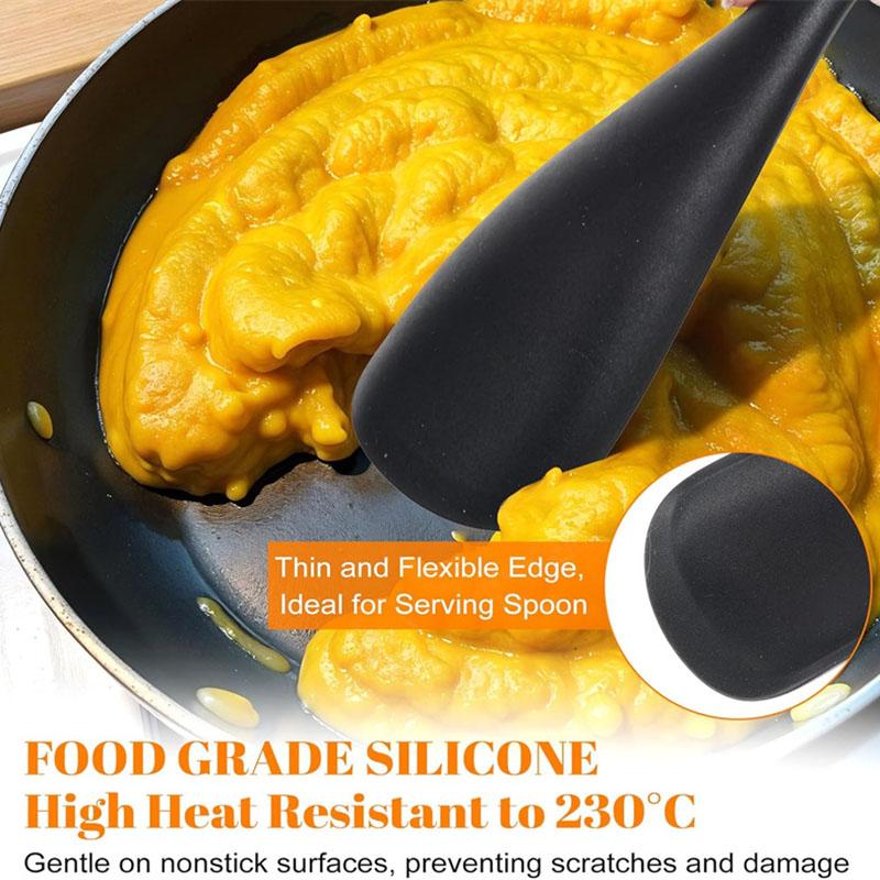 1/2pcs Silicone Spatula Cooking Spoon with Wooden Handles Multi-function Spoons Nonstick Spatulas for Baking Cooking and Mixing