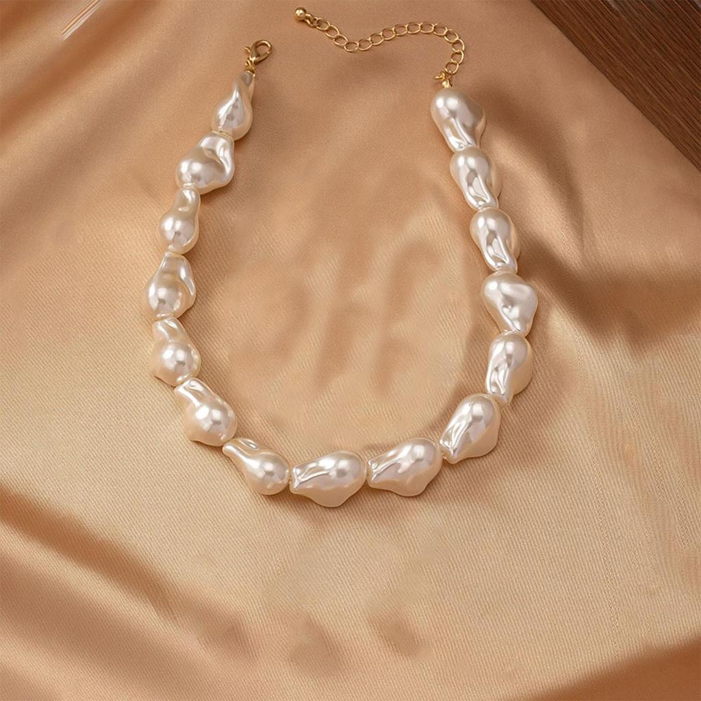 Trendy Irregular Pearl Necklace and Earrings Set - Women's Fashion Jewelry