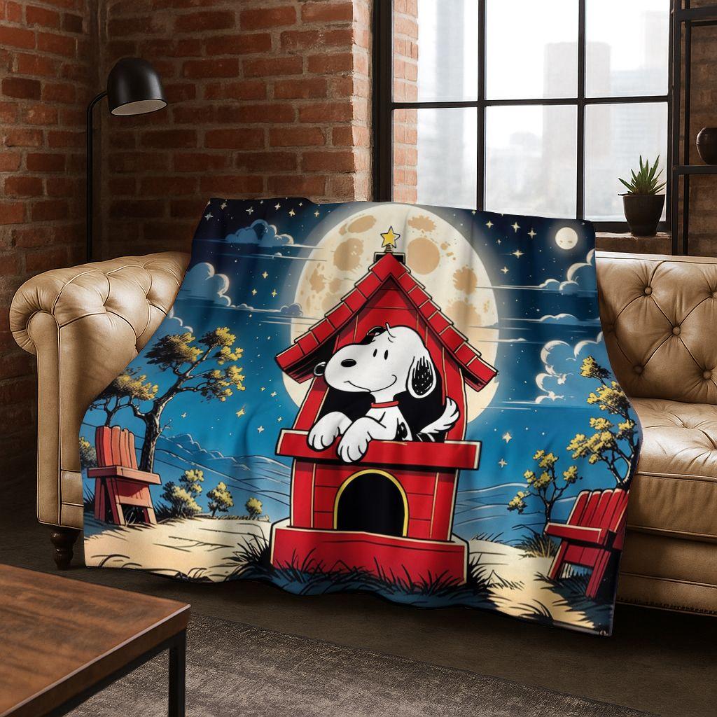 3D Cute Snoopy Dog Peanuts Art Cartoon Flannel Blanket,Cozy Soft Throw Blanket for Home Bedroom Bed Sofa Picnic Cover Gift Kids