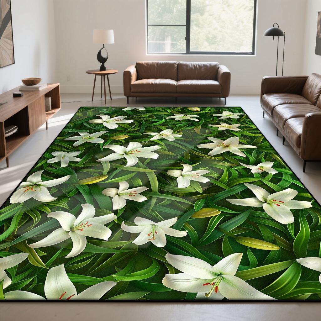 3D Green Leisure Natural Carpet Living Room Modern Plant Pattern Room Decoration Aesthetic Lounge Rug Non-slip Entrance Door Mat