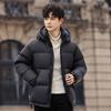 2025 fleece thickened plus size jacket fall and winter men's middle-aged solid color casual hooded warm jacket shirt top