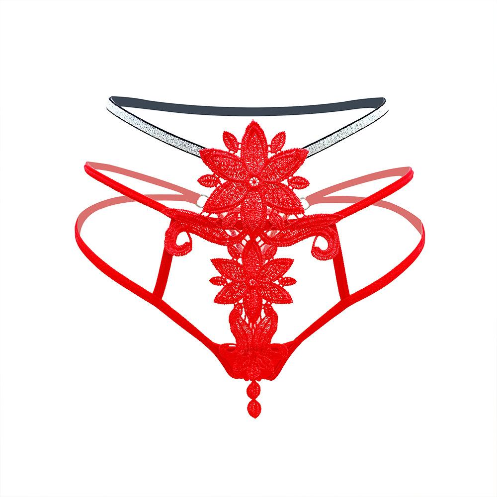 Royal Sister Wind Water Soluble Flower Fringed Embroidered Sexy Panties Female Sexy Waist Flash Thin Belt Hollow Temptation Thong